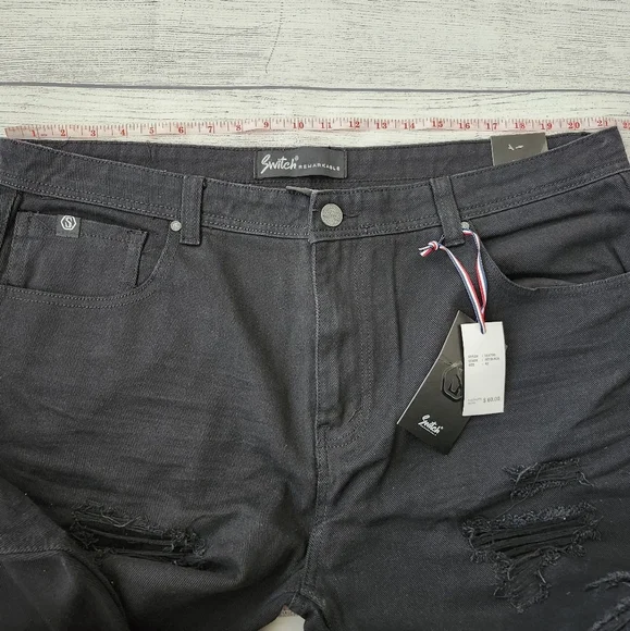 Plus Size Black Distressed Denim Shorts - Picture 12 of 16